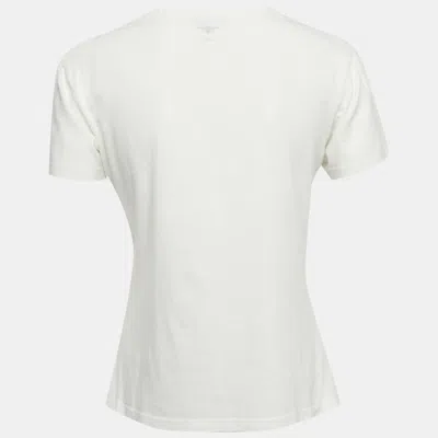 Pre-owned Dior Ivory J'a 8 Print Cotton & Linen T-shirt M In White