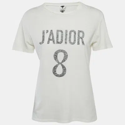 Pre-owned Dior Ivory J'a 8 Print Cotton Knit Crew Neck T-shirt S