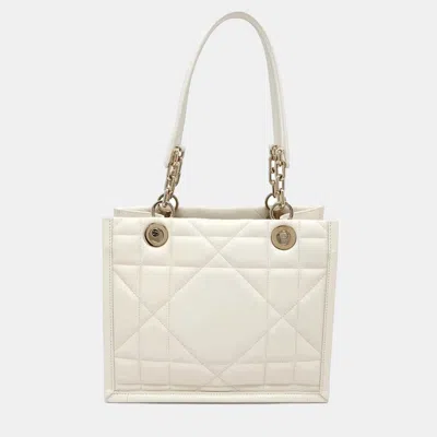Pre-owned Dior Christian  Tote Bag Essential Archi Cannage Leather In White
