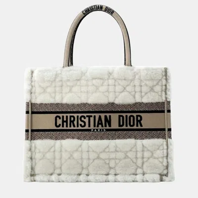 Pre-owned Dior Ivory/beige Shearling Medium Book Tote Bag