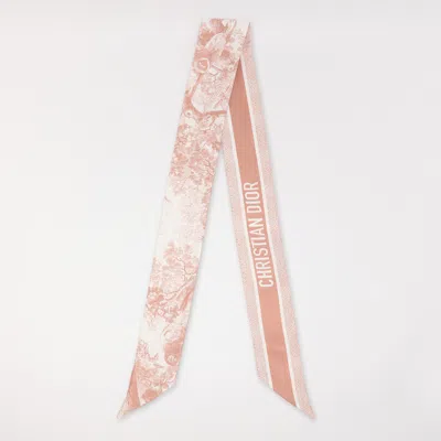 Pre-owned Dior Ivory/pink Toile De Jouy Sauvage Silk Mitzah Scarf