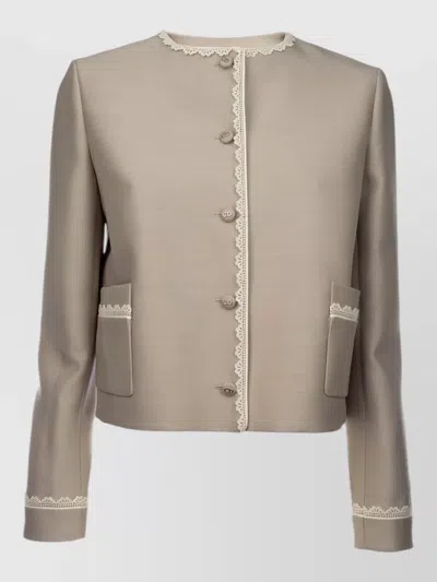 Dior Jacket And Waistcoat Long Sleeves Lace In Brown
