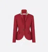 Dior Fitted Jacket In Grain De Poudre Virgin Wool And Silk In Red