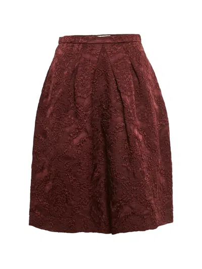 Pre-owned Dior Jacquard Flared Skirt In Red