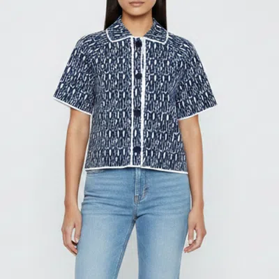 Pre-owned Dior Jacquard Knit Button Front Jacket S In Navy Blue