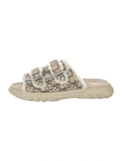 Pre-owned Dior Jacquard Printed Slides W/ Tags In Neutral