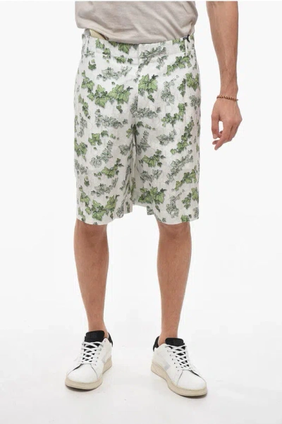 Dior Jacquard Silk Blend Shorts With Plant Motif In Green
