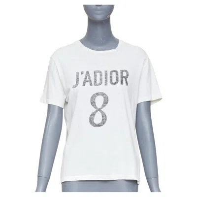 Pre-owned Dior J'a 8 Off White Linen Grey Printed Logo Cd Bee Logo Tshirt