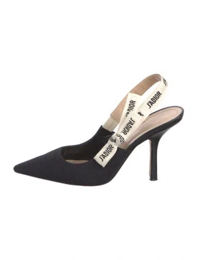 Pre-owned Dior J'a Bow Accents Slingback Pumps In Black/blue