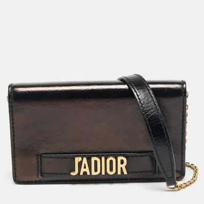 Pre-owned Dior J'a Chain Mini Black Leather Shoulder Bag