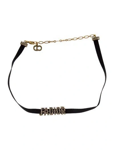 Pre-owned Dior J'a Choker Necklace, 14.75" In Black