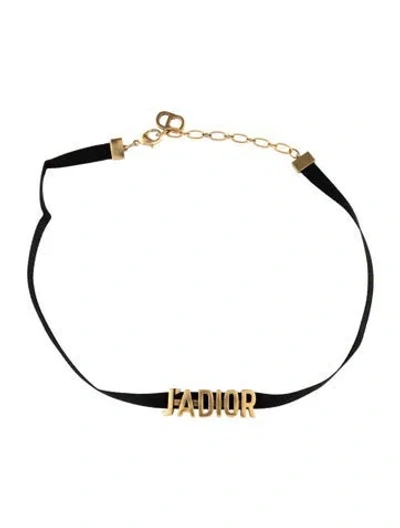 Pre-owned Dior J'a Choker Necklace, 15.25" In Black