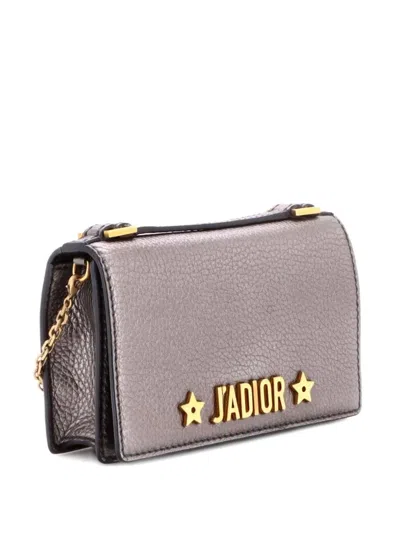 Pre-owned Dior J'a Convertible Wallet On Chain Leather Crossbody Bag In Silver