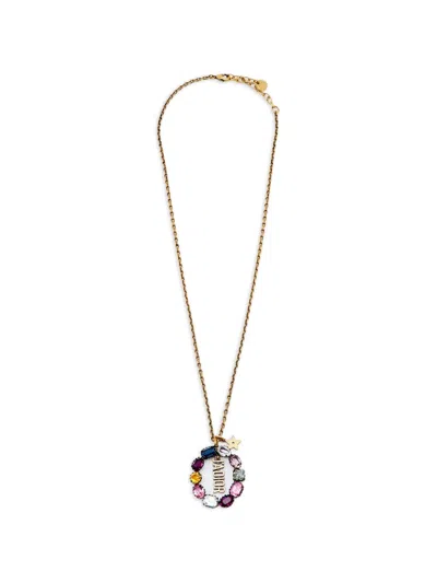 Pre-owned Dior J'a Crystal Pendant Necklace In Gold