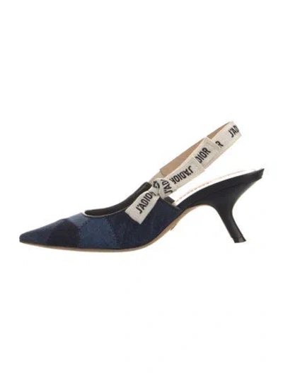 Pre-owned Dior J'a Denim Slingback Pumps In Blue