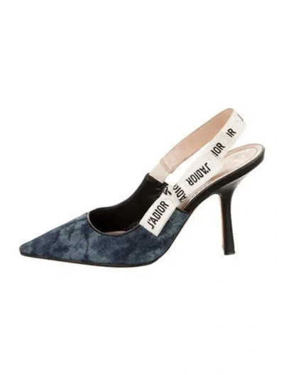 Pre-owned Dior J'a Denim Slingback Pumps In Blue