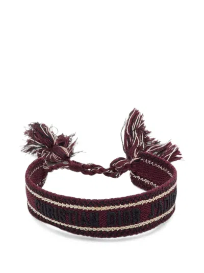 Pre-owned Dior J'a Embroidered Tassel Bracelet In Red