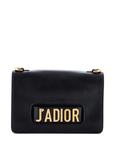 Pre-owned Dior J'a Flap Bag Leather Medium Crossbody Bag In Black