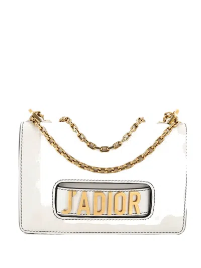 Pre-owned Dior J'a Flap Bag Leather Medium Crossbody Bag In White