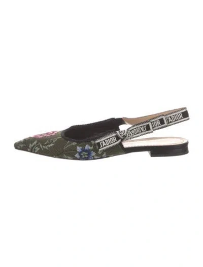 Pre-owned Dior J'a Floral Print Slingback Flats In Black/neutrals