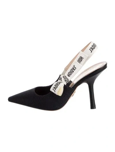 Pre-owned Dior J'a Graphic Print Slingback Pumps In Black