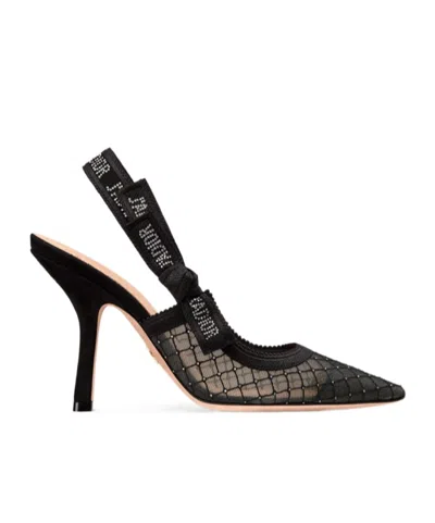 Dior J'a Mesh & Suede Slingback Pump In Black