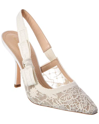 Dior J'a Lace & Grosgrain Slingback Pump In Neutral