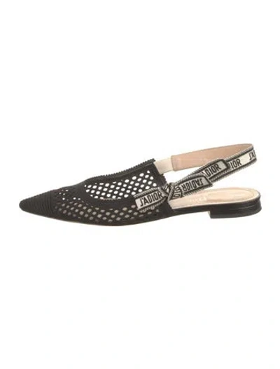 Pre-owned Dior J'a Lace Pattern Slingback Flats In Black
