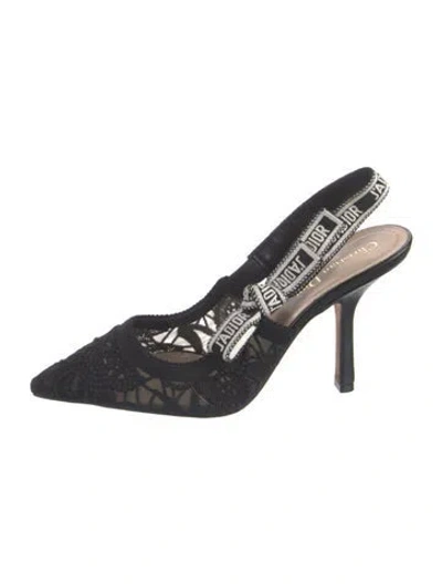 Pre-owned Dior J'a Lace Pattern Slingback Pumps In Black