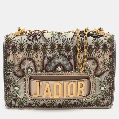 Pre-owned Dior J'a Medium Multicolor Leather And Mesh Embellished Shoulder Bag