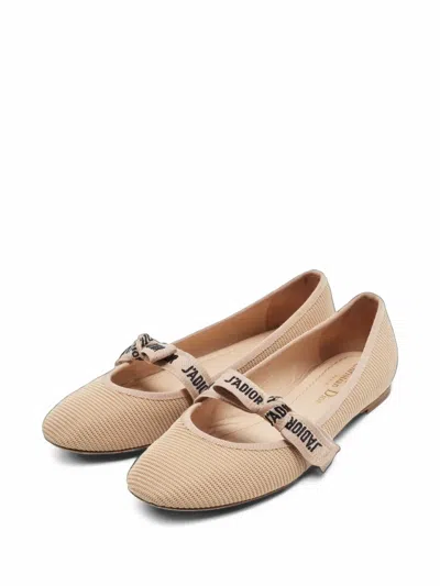 Pre-owned Dior J'a Mesh Ballet Flats In Neutrals