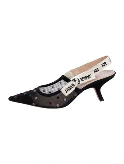 Pre-owned Dior J'a Mesh Slingback Pumps In Black