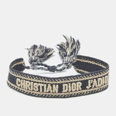 Pre-owned Dior J'a Navy Blue Woven Fabric Friendship Bracelet