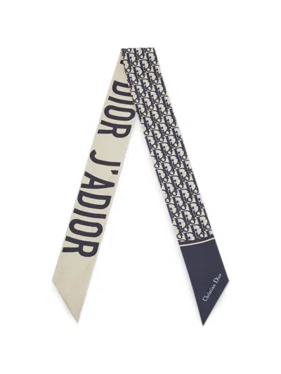 Pre-owned Dior J'a Oblique Mitzah Scarf In Neutrals