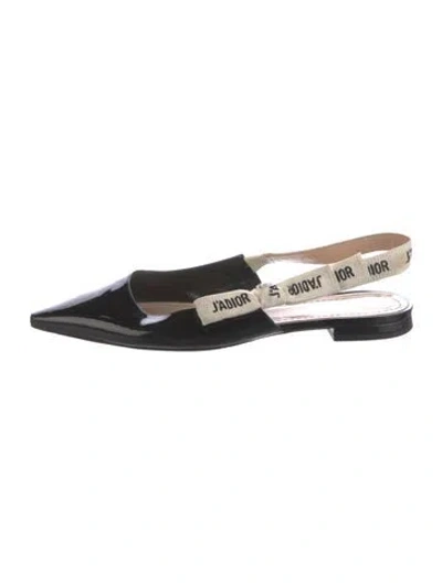 Pre-owned Dior J'a Patent Leather Slingback Flats In Black