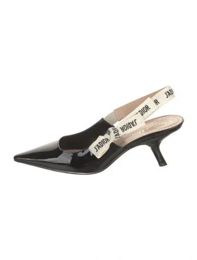 Pre-owned Dior J'a Patent Leather Slingback Pumps In Black
