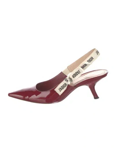 Pre-owned Dior J'a Patent Leather Slingback Pumps In Red