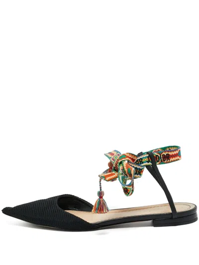 Pre-owned Dior J'a Pointed-toe Flats In Black