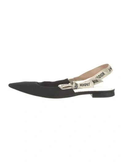 Pre-owned Dior J'a Printed Slingback Flats In Black