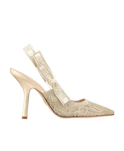 Dior Logo High-heeled Sandals In Nude