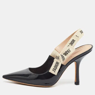 Pre-owned Dior J'a Size 37 Black Fabric And Leather Slingback Pumps