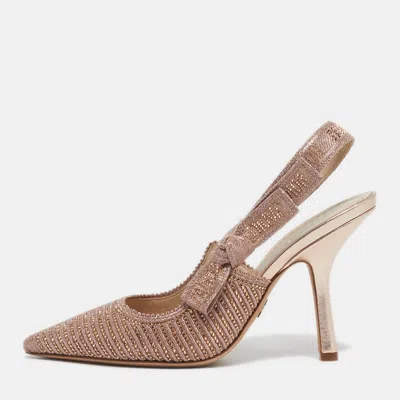 Pre-owned Dior J'a Size 37 Gold Lurex Fabric Slingback Pumps