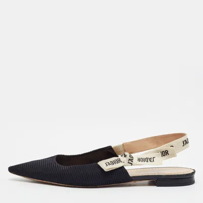 Pre-owned Dior J'a Size 38 Black Technical Fabric Pointed Toe Slingback Flats