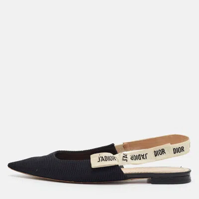 Pre-owned Dior J'a Size 39 Black Canvas Slingback Flats