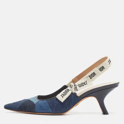 Pre-owned Dior J'a Size 39 Blue Denim Slingback Sandals