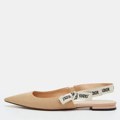 Pre-owned Dior J'a Size 41 Beige Fabric Flat Sandals