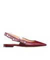 Dior J'a Leather Slingback Flat In Red