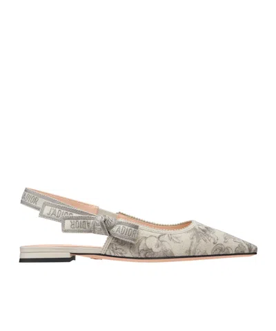 Dior J'a Slingback Flat In Silver