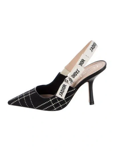 Pre-owned Dior J'a Slingback Pump Plaid Print Slingback Pumps In Black