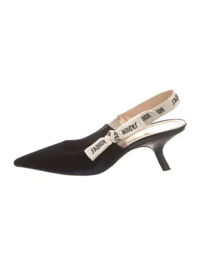 Pre-owned Dior J'a Slingback Velvet Slingback Pumps In Black